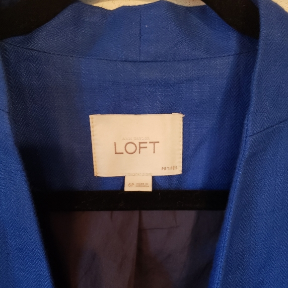LOFT Royal Blue Linen Jacket 6P - Picture 3 of 7